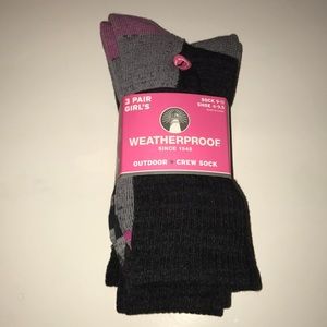 Three pairs of weatherproof outdoor crew socks